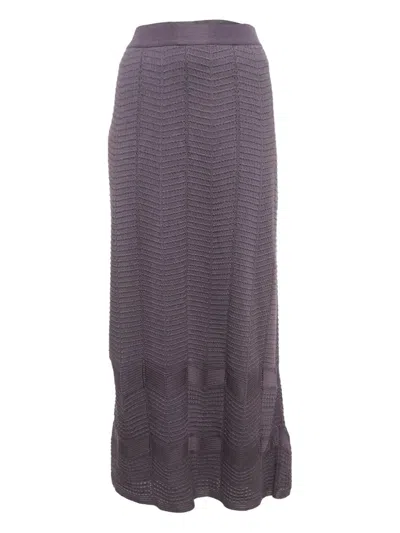 Pre-owned Missoni Textured-knit Skirt In Purple