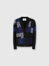 Missoni The Cardigan In Pure Wool With Flame And Zigzag Inserts In Blue