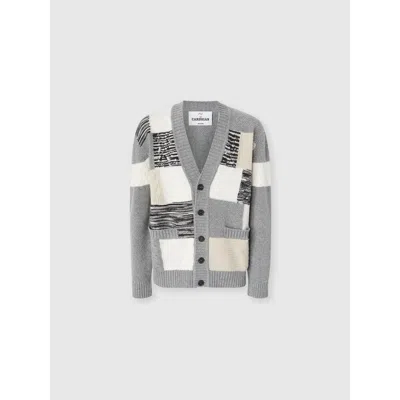 Missoni V-neck Patchwork Knit Cardigan In Gray