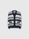 Missoni The Cardigan In Wool And Cotton With Zigzag In Blue