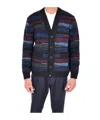 Missoni Striped V-neck Cardigan In Blue