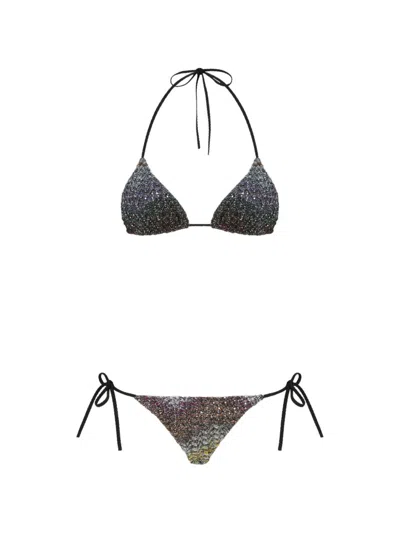 Missoni Tie-fastening Bikini Set In Black