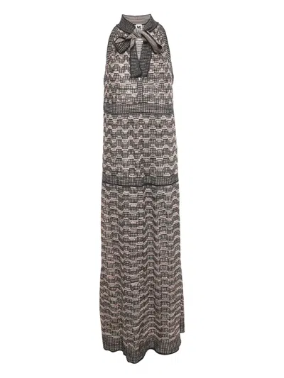 Pre-owned Missoni Tie-neck Maxi Dress In Black