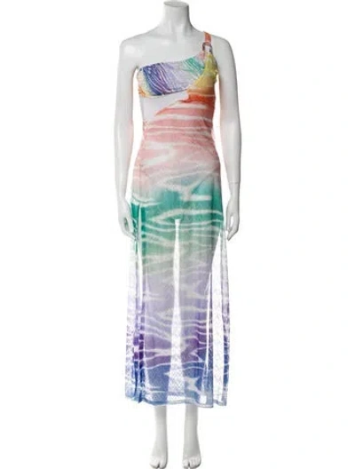 Pre-owned Missoni Tie-dye Print Long Dress In Multi