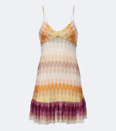Missoni Zigzag-knit Ruffled Mini Dress In Multi