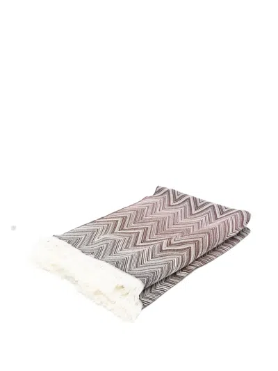 Missoni Timmy Chevron Fringed Throw In Brown