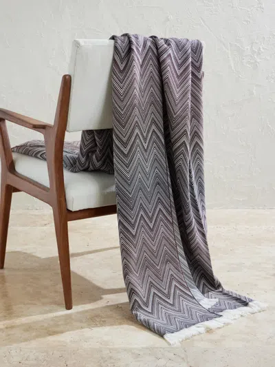 Missoni Timmy Fringed Striped Wool Throw In Gray