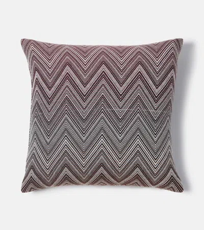Missoni Timmy Zigzag Wool Cushion In Brown