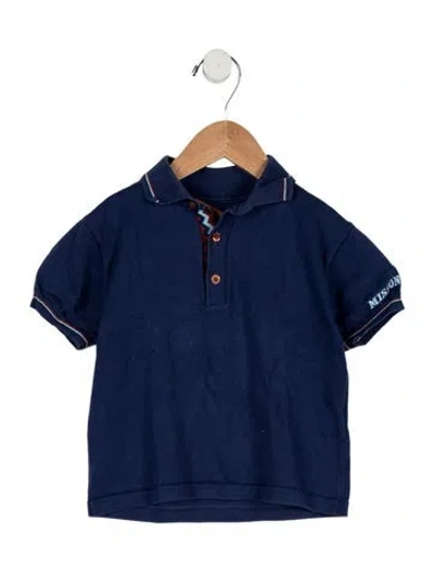 Pre-owned Missoni Babies' Toddler Boys' Embroidered Polo In Blue