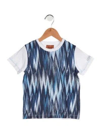 Pre-owned Missoni Babies' Toddler Girls' Multicolor Pattern Top In Blue/white
