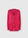 Missoni Tonal Chevron Oversized Cardigan In Magenta Red
