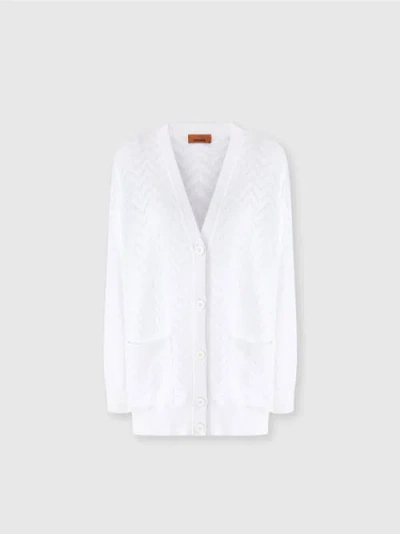 Missoni Tonal Chevron Oversized Cardigan In White