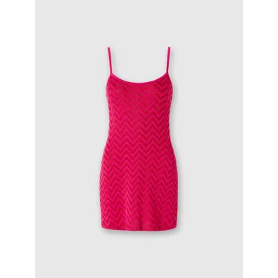 Missoni Tonal Chevron Sleeveless Mini-dress In Magenta Red