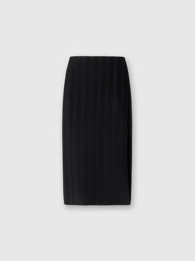 Missoni Tonal Cotton And Zig Zag Viscose Midi Skirt With Slit In Black