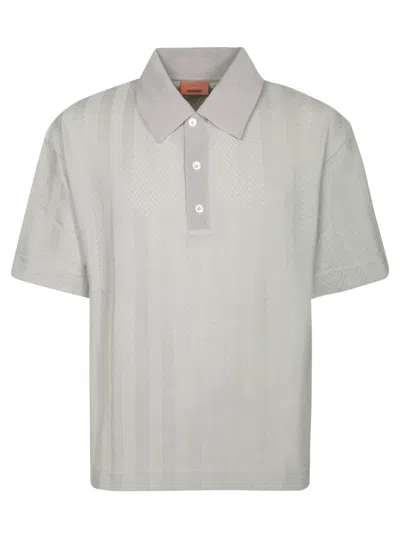Missoni Tonal Zigzag Beige Polo Shirt In Gray