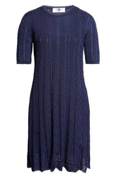 Missoni Tonal Zigzag Short Sleeve Pleated Sweater Dress In Multi