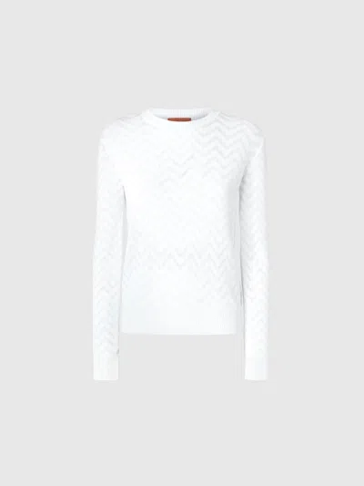 MISSONI TONE-ON-TONE CHEVRON CREWNECK SWEATER