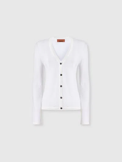 Missoni Tone-on-tone Zigzag Cotton And Viscose Cardigan In White