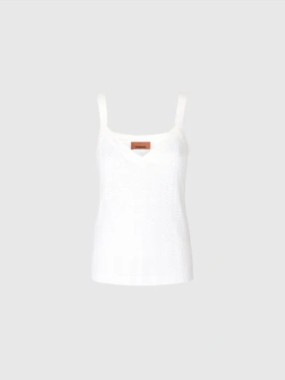 Missoni Tone-on-tone Zigzag Cotton And Viscose Tank Tops In White