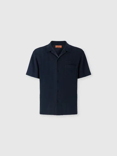 Missoni Tone-on-tone Chevron Cotton And Viscose Bowling Shirt In Black