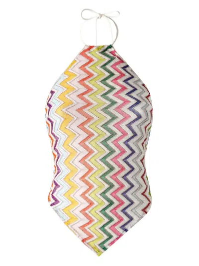 Missoni Zigzag Knitted Open-back Halterneck Top In Multi