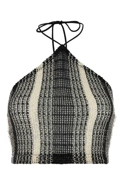 Missoni Embroidered Mesh Top In Black
