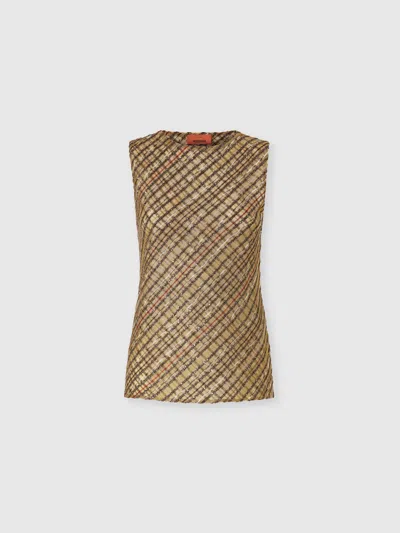 Missoni Criss-cross Tartan Crew Neck Top In Multi