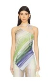 Missoni One-shoulder Sequin-embellished Striped Metallic Crochet-knit Top In Green