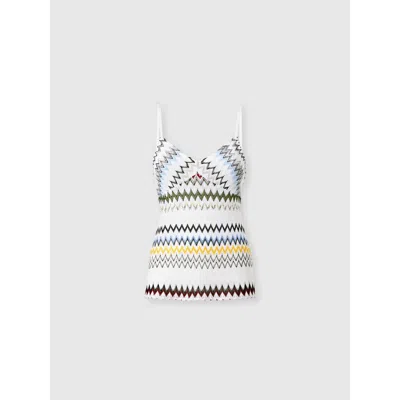 Missoni Top In Cotton And Viscose Zig Zag In White