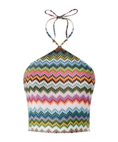MISSONI ZIGZAG-PATTERN HALTER-NECK TOP