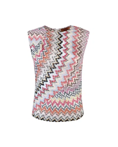 Missoni Top In Maglia Multicolor Zig-zag In Br00uxsm975