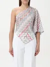 Missoni Women's Oneshoulder Top With 3d Lamé Zig Zags | Size It 42 | Ms25sk03 Color Br0101sm9kz In Bunt