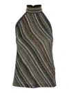 Missoni Womens Multicolor Beige Brown Halterneck Embellished Stretch-woven Top In Multi