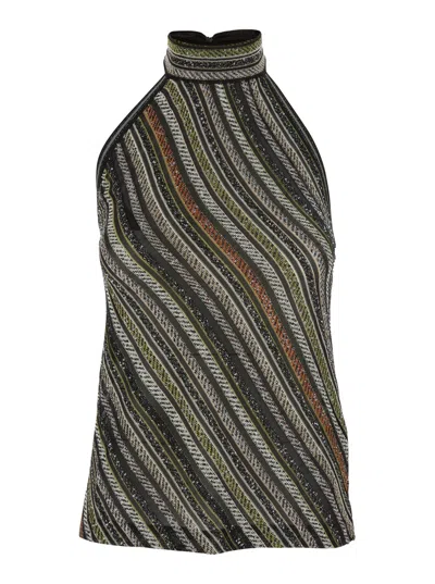 MISSONI MULTICOLOR HIGH NECK TOP WITH ALL-OVER SEQUINS IN FABRIC WOMAN