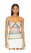 Missoni Embroidered Viscose Top In Multi Blue  Brown & Yellow