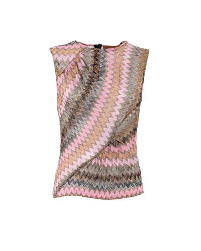 Missoni Chevron Lurex Sleeveless Top In Multicoloured