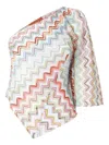 Missoni Multicolor Zigzag One-shoulder Top With Wide Sleeves