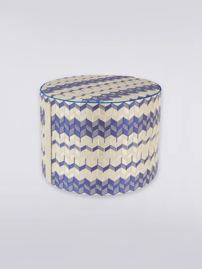 Missoni Tread 40x30 Cm Cylindrical Pouffe With 3d Effect Chevron In Blue
