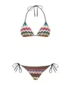 Missoni Triangle Bikini In Lame Viscose With Pixel-effect Zigzag Pattern In Multi