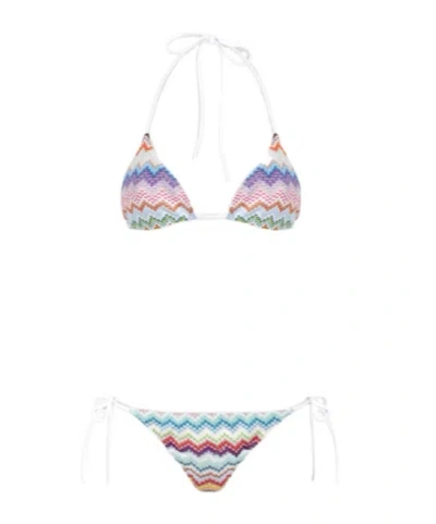 MISSONI MISSONI PIXEL-EFFECT ZIGZAG PATTERN TRIANGLE BIKINI SET