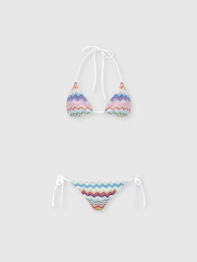 MISSONI Triangle bikini in lamé viscose with pixel-effect zigzag pattern