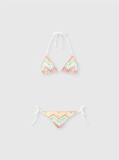 MISSONI MISSONI TRIANGLE BIKINI IN PRINTED TULLE