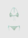 Missoni Triangle Bikini In Viscose With Floral Motif In Green