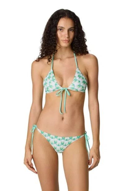 Missoni Triangle Bikini In Viscose With Floral Motif In Green