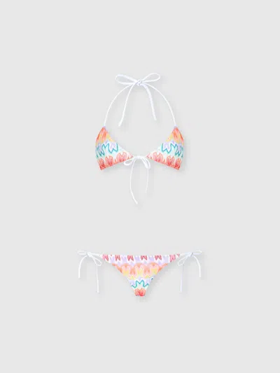 Missoni Triangle Bikini In Viscose With Floral Motif In Multi