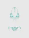Missoni Triangle Mesh Bikini With Zigzag Pattern And Sequins In Blue