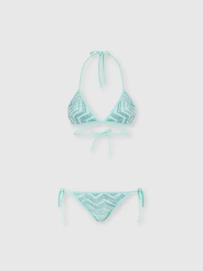 MISSONI TRIANGLE MESH BIKINI WITH ZIGZAG PATTERN AND SEQUINS