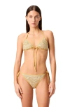 Missoni Triangle Mesh Bikini With Zigzag Pattern And Sequins In Neutral