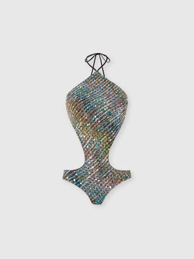 Missoni Trikini With Halterneck Neckline And Sequins In Multi