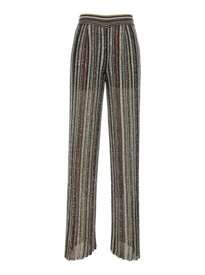 Missoni Pantalone In Misto Viscosa Stretch Ricamata Donna In Gray